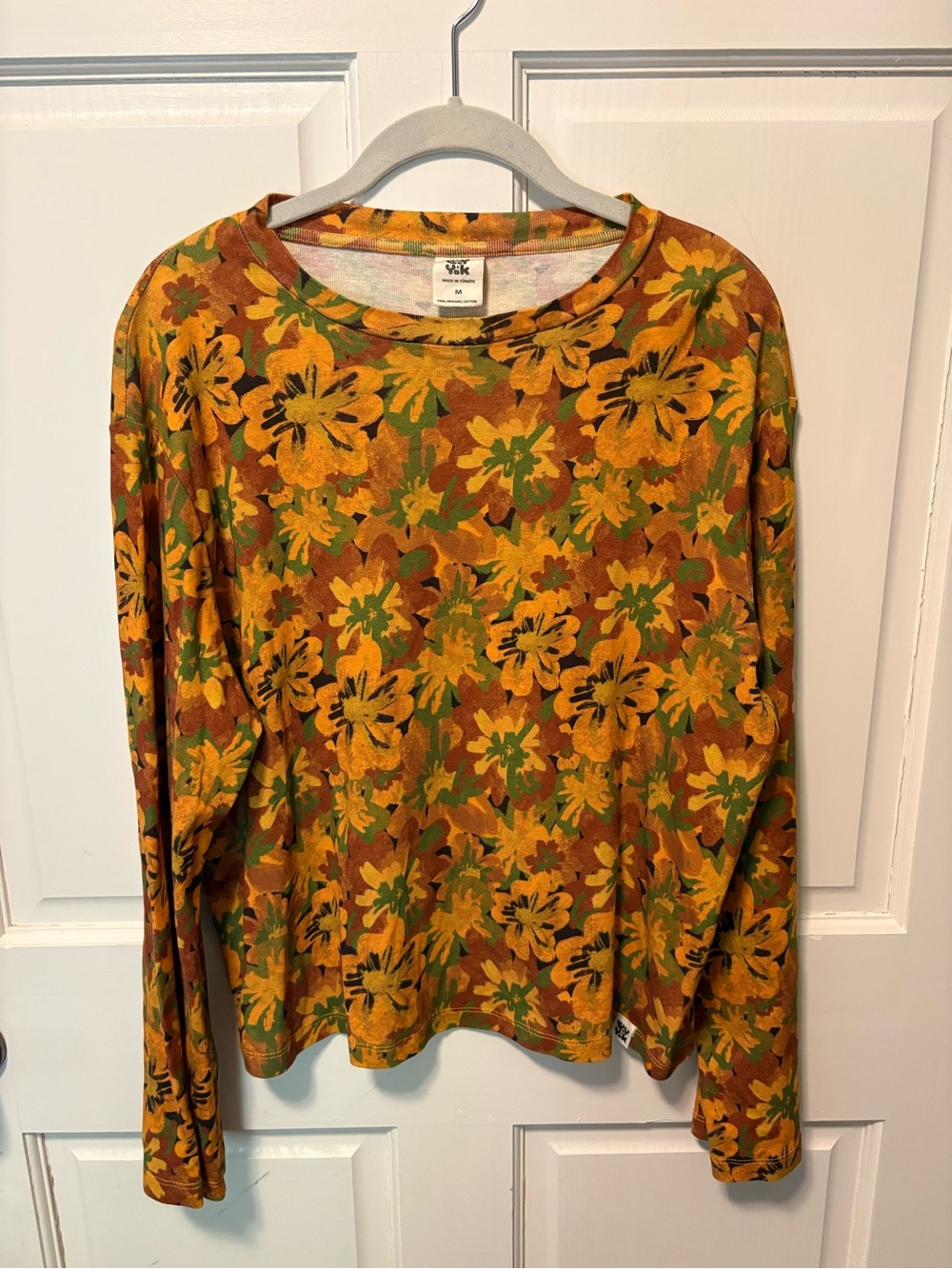 Lucy & Yak orange floral toppar Hermoine cotton women’s top tee shirt m medium